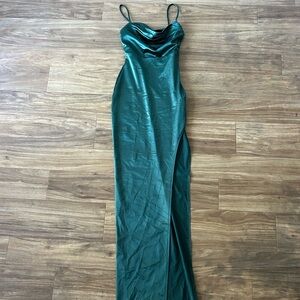 Windsor Teal Satin Maxi Dress